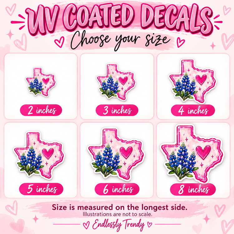 Custom UV coated decals in multiple sizes