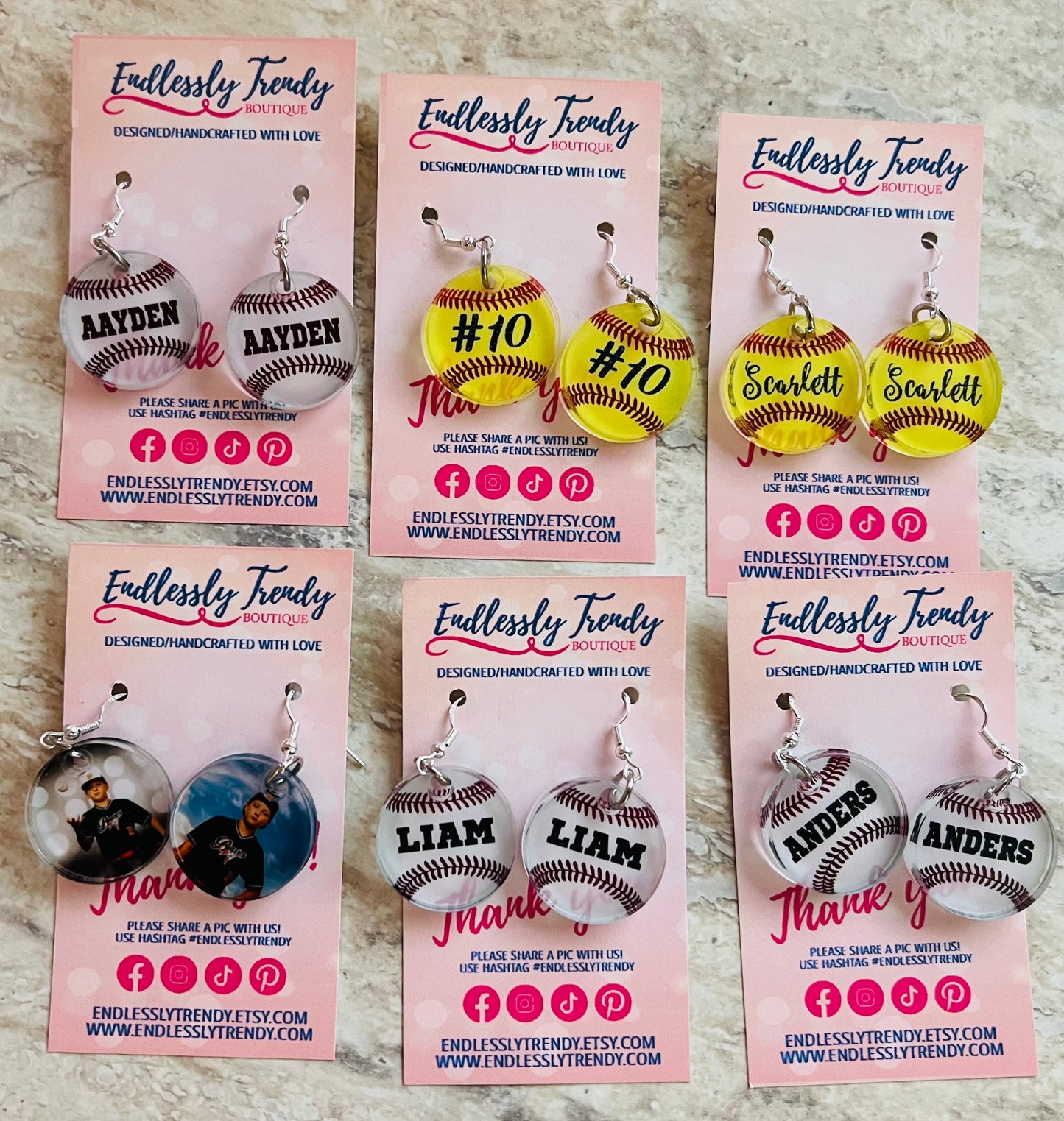 Baseball / Softball Acrylic Earrings