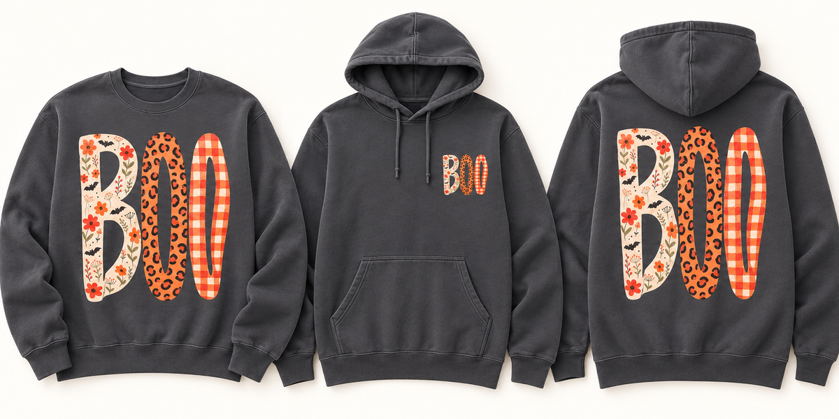 BOO Floral & Leopard Halloween Shirt sweatshirt and hoodie front and back mockup