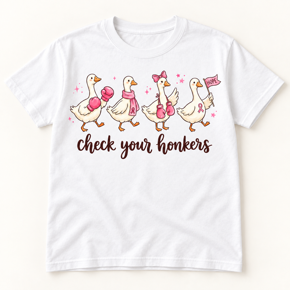 Check Your Honkers white short sleeve tee front print