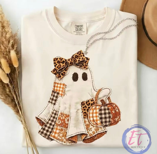 Patchwork Ghost with Pumpkin original shirt mockup