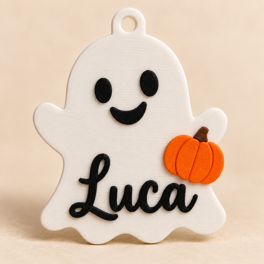 Personalized ghost name tag design illustration