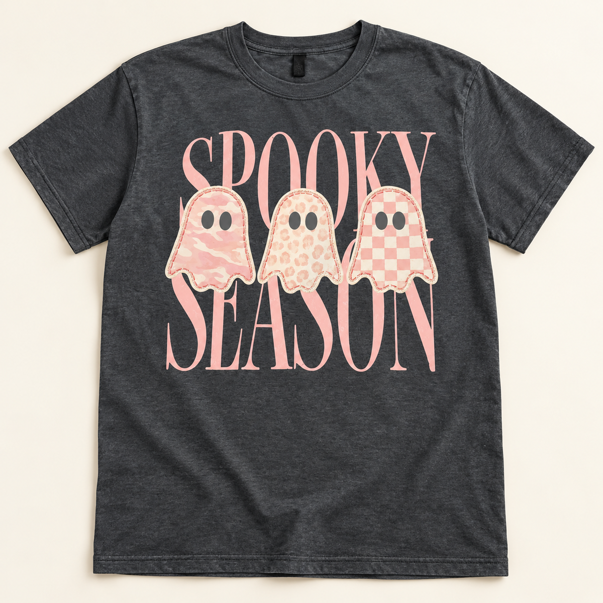 Pink Spooky Season Ghost Shirt AI tee mockup